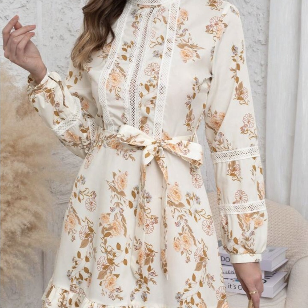 Elegant Floral Long Sleeve Dress